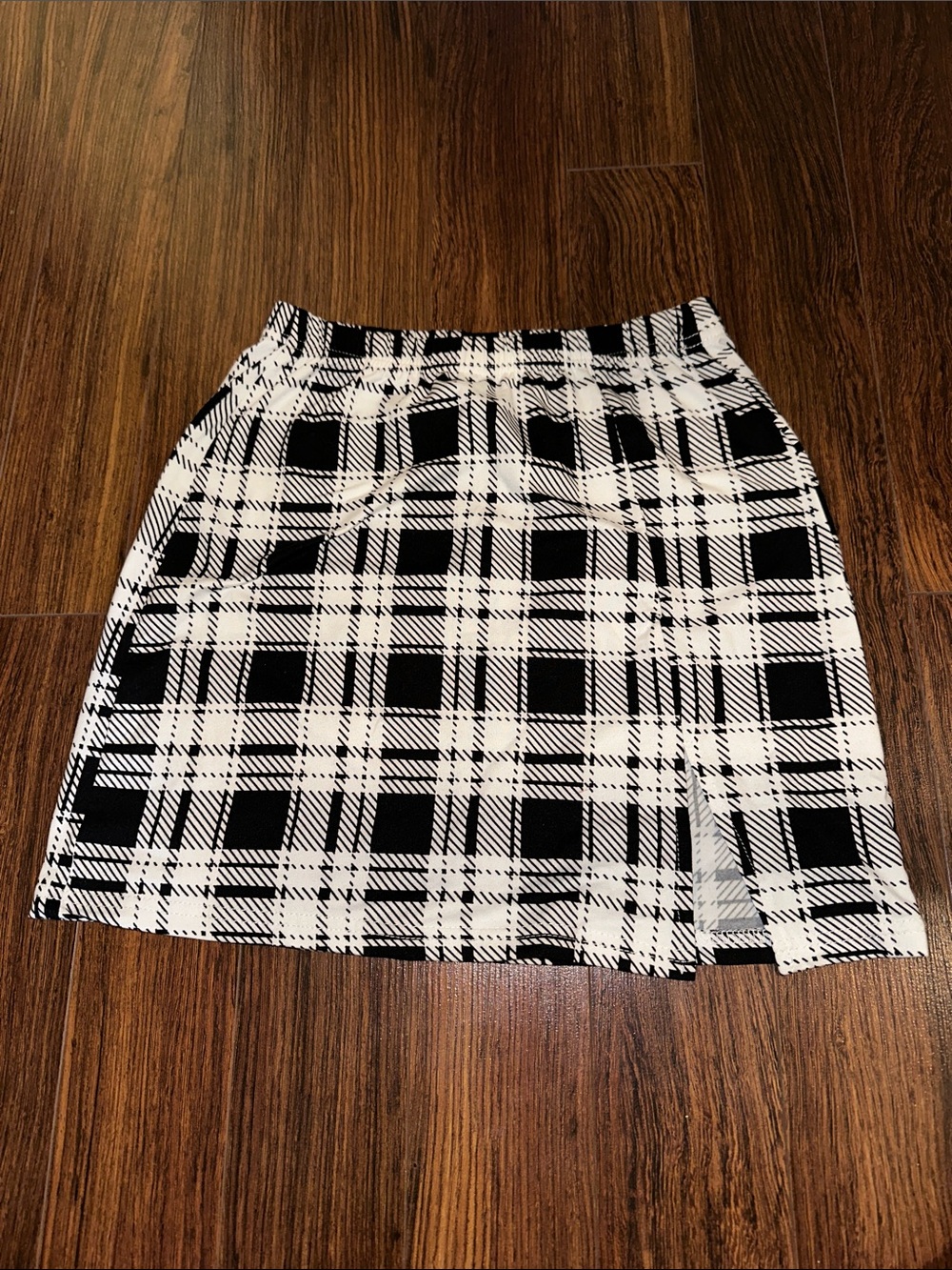 Black & White Plaid A-Line Skirt